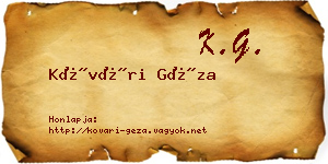 Kővári Géza névjegykártya